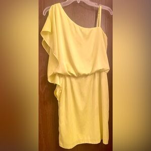 Jessica Simpson Bright Green One Shoulder Mini Blouson Stretch Cocktail Dress 6